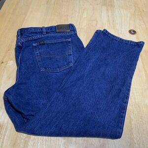 Lee Men's Size 42x30  Blue Regular‎ Fit Straight Dark Wash  Denim Jeans